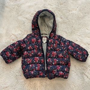 Baby Gap floral puffer coat size 0-6 mo